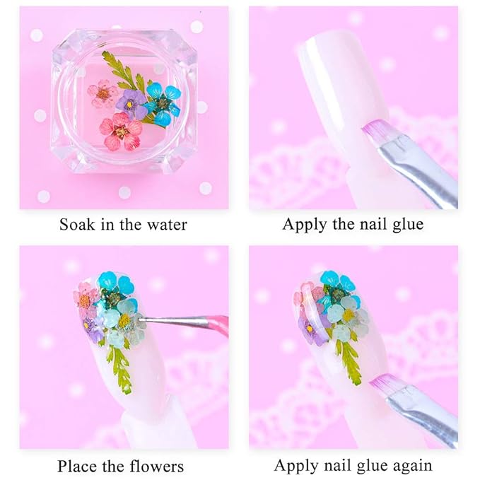 108 Pcs Nail Dried Flowers 48 Colors 3D Nail Art Real Flowers Nature Dry Petals Leaves Decor for Nail Art Design Manicure Decoration