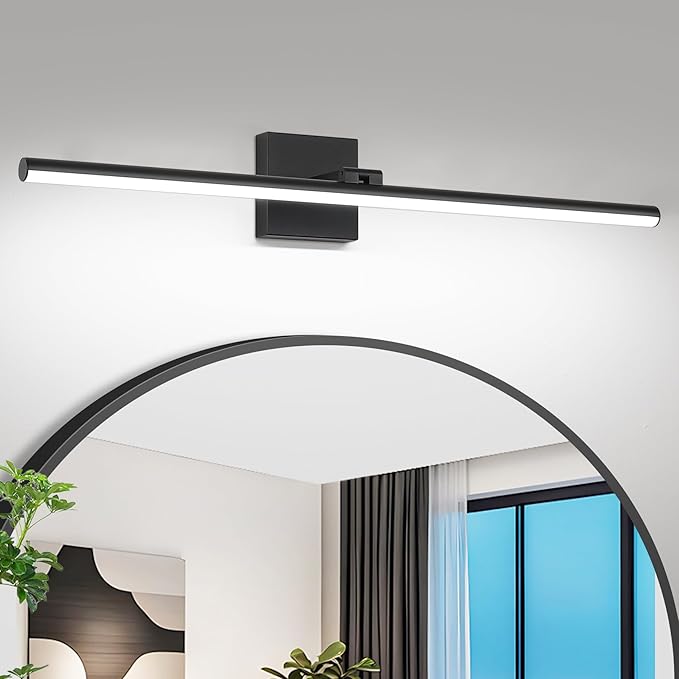 32 Inch LED Bathroom Vanity Light (Cool White 6000K), Black Modern Bathroom Light Fixture Over Mirror, Vanity Light Bar with Angle Adjustable