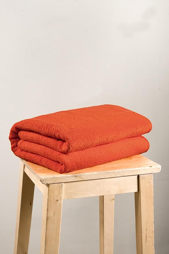 SALBAKOS 100% Turkish Cotton Jumbo Bath Sheet Towel Oversized 40x80 inch | Premium Hotel & Spa Quality, Soft, Absorbent, XL Bath Towels | Made in Turkey (Pack of 1, Orange, Jumbo Bath Sheet)