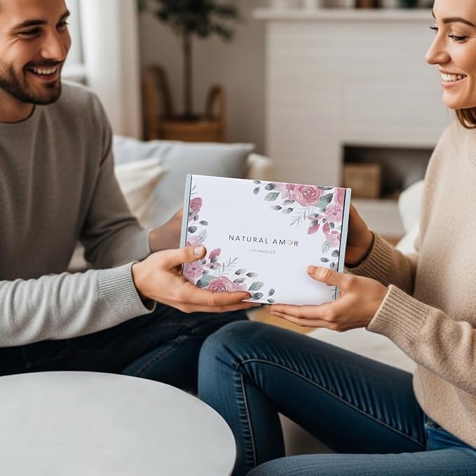 Natural Amor Christmas Spa Gifts for Women and Men,6 pcs Self Care Box Including Candle, Bath Salt, Socks, Thank You Gift