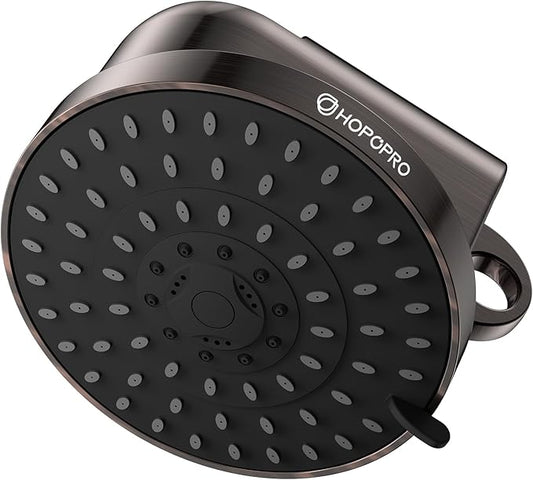 High Flow Filtered Shower Head, HOPOPRO 5 Modes High Pressure Fixed Showerhead with Filter, 2-In-1 Shower Head Filter, Remove 99% Chlorine, Improves Skin Hair Condition (6 Inch Oil Rubbed Bronze)