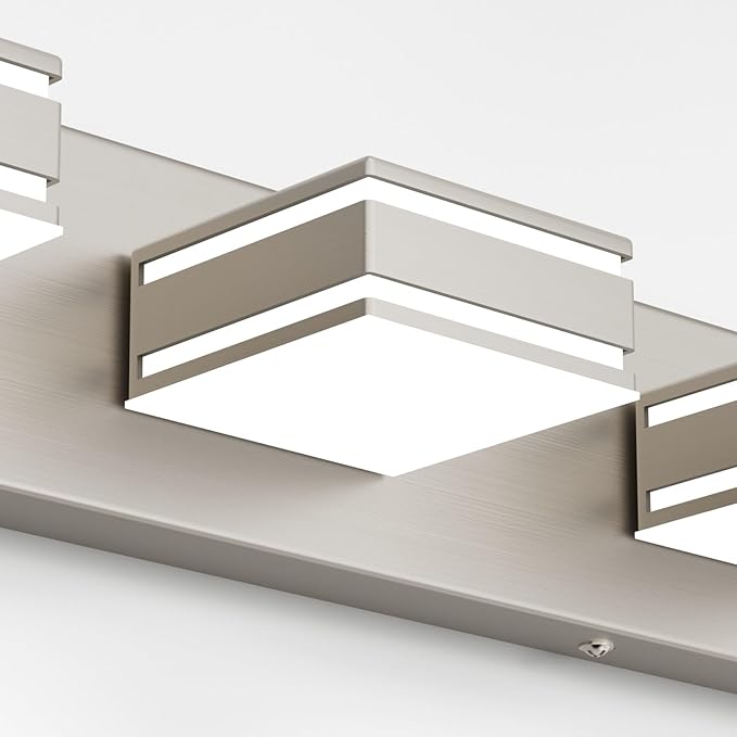 Ralbay 55inch Brushed Nickel Vanity Light for Bathroom 7-Light Metal Acrylic Modern LED Bathroom Light Fixtures