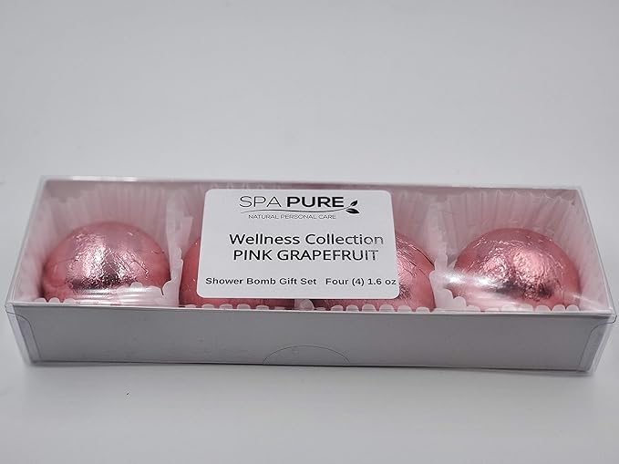 Spa Pure Pink Grapefruit Aromatherapy Shower Steamers Bombs - Shower Bombs with Essential Oils – Unisex Bath Melts - Self Care and Relaxation Shower Steamer - Enjoy Spa at Home - (4 Count)
