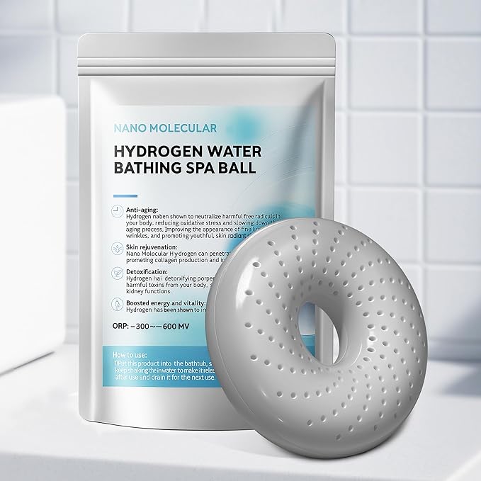Hydrogen Bath Ball Tablets Bombs for Muscle & Stress Relief – H2 Molecular Hydrogen Bombs for Spa & Hydrogen-Rich Water Soaking, Reusable Design for Full Body, Foot, or Hand Bath-Gray