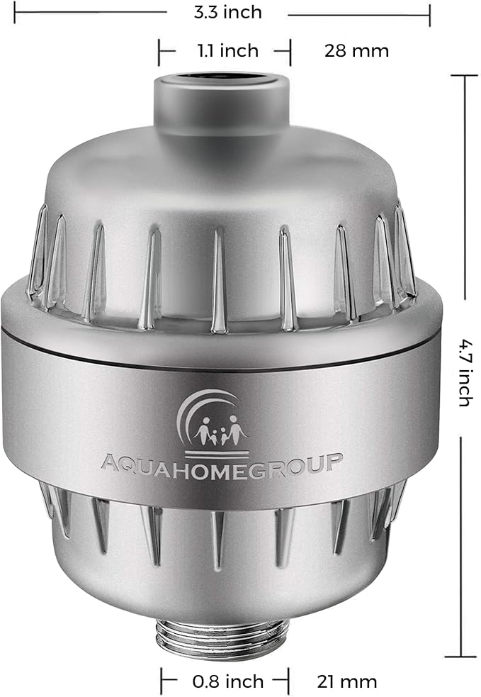 AquaHomeGroup 20 Stage Shower Head Filter with Vitamin C E A for Hard Water - High Output Water Filters to Remove Chlorine and Fluoride - 2 Cartridges Included - Consistent Flow Showerhead Filter