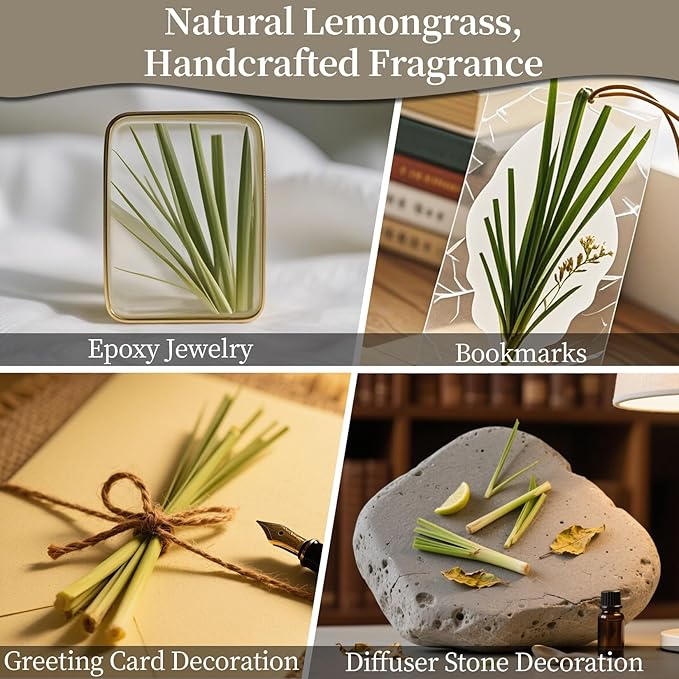 Sukh Dried Lemongrass - Natural Flowers and Herbs 3oz Bulk Loose Leaf Lemongrass for Soap Candle Resin Crafts Making,Bath Bombs,Wedding Party Decoration,Syrup