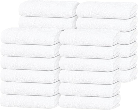 Tens Towels Pack of 24 Washcloths, 12 x 12 Inches, Lighter Weight, Quick to Dry, Super Soft & Absorbent, Gentle Face Towels, Hotel Quality, Perfect for Bathroom, Gym, Spa (White, 24 Pack)