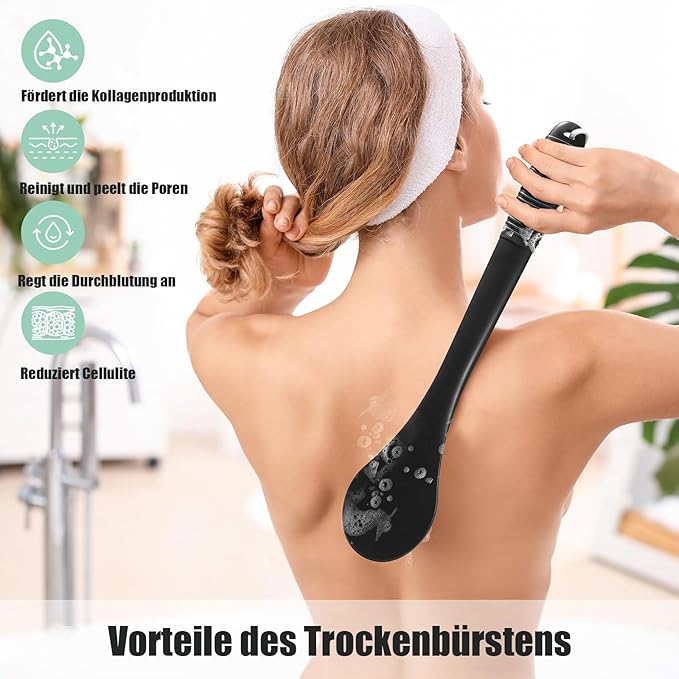 17-Inch Back Scrubber for Shower, Anti-Slip Exfoliating Body Brush for Bath, Gentle Back Brush for Shower for Men, and Women, Cleaning Skin for Smooth, Glowing Skin (Boar Bristles)