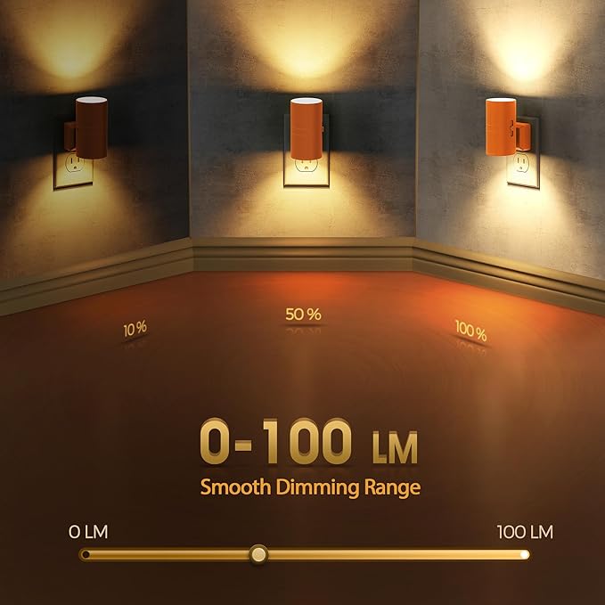Briignite Night Lights Plug into Wall, Modern LED Night Light Plug in, Dusk to Dawn Sensor, Soft White 3000K, 0-100LM Adjustable Brightness, Dimmable NightLight for Hallway, Bedroom, Stairway, 2 Pack