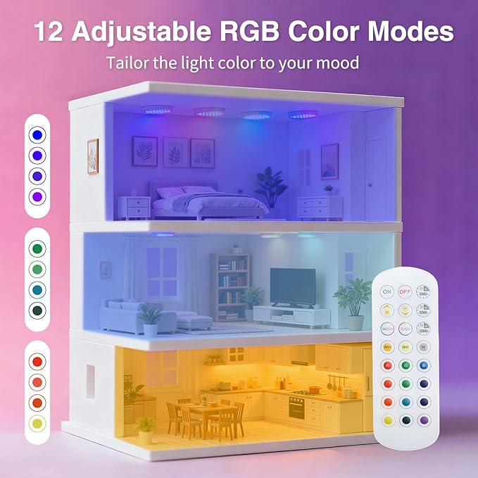 Shower Lamp Waterproof Lights for Inside Shower LED Bathroom Shower Lights Lamp with Wireless Rechargeable Mood Lighting Stick-On Closet Light for Bathtub Spa Ambiance Remote Control(2-Pack)