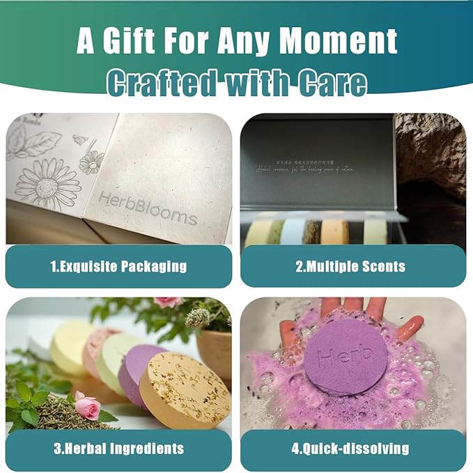 Traditional Herbal Bath Salt Balls-Natural Herbal & Spice Extract Bath Bombs, Relieve Physical & Mental Stress, Moisturize Skin, Help Sleep, Suitable for Business Trips & Travel, 6 Pieces/Set (1)