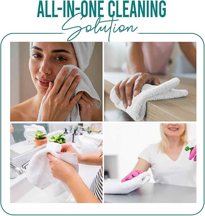 DAN RIVER 24 Pack Wash Cloths for Showering [12x12] - 100% Cotton Washcloths Premium Quality Flannel Face Cloths for Bathroom, Highly Absorbent and Soft Feel Wash Clothes, Teal