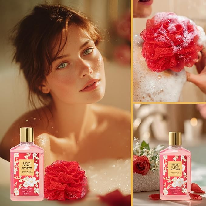 Christmas Gifts for Women - 6Pcs Rose Bath and Body Gift Set Spa Gift Sets for Women Gifts for Sisters with Travel Bag | Perfect Valentine's, Birthday Gifts, Mothers Day Gift for Mom All Occasion