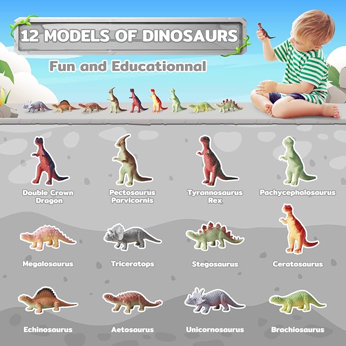 Bath Bombs with Surprise Dinosaur Toys Inside, 12 Pack Organic and Natural Bubble Bath Bombs, Stocking Stuffers for Kids, Bath Bomb Set for Her/Him,Mothers Day Presents for Mom