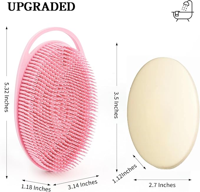 2 Pack Silicone Body Scrubber for Shower, Soft & Gentle Loofah Alternative for Sensitive Skin, Quick-Drying & Hygienic Body Wash Scrubber Brush for Women, Men & Kids (Blue & Pink)