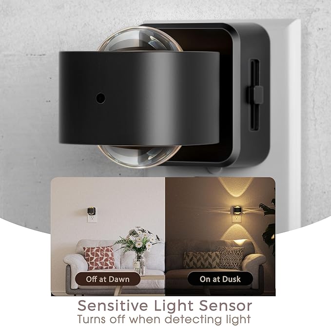 Briignite Night Light Projector, LED Night Lights Plug into Wall, 180° Rotating Night Light for Kids, Dusk to Dawn Sensor, 0-150LM Dimmable, Warm White Ambient Lighting for Bathroom, Gifts, 2 Pack