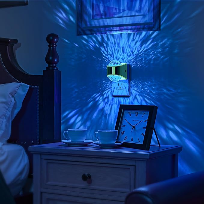 Night Lights Plug into Wall, Star Projector for Bedroom, Gold Night Light Projector for Kids, 9-Color RGB Galaxy Nightlight with Dusk to Dawn Sensor for Bathroom, Home Gaming Room Decor Gifts, 2pack