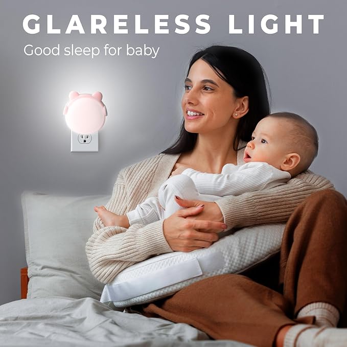 Mini Bear Night Light for Boys and Girls - Cute Printed LED Lamp, Plug-in Night Light for Bedroom, Bathroom, Kitchen - 0.5W Plastic Bear Design, Perfect for Kids' Rooms (Pink)