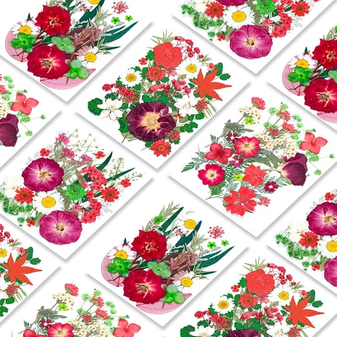 110 Pieces Dried Pressed Flowers Christmas Style Set, Real Flowers Fruits for Resin, Natural Flowers Kit for Crapbooking DIY Art Crafts, Epoxy Resin Jewelry Molds, Candle, Soap Making, Nails