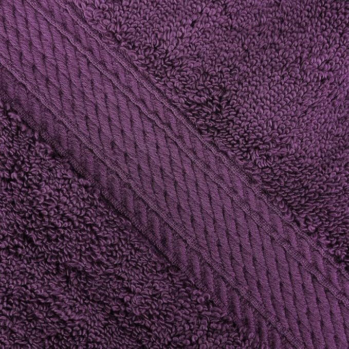 Superior Egyptian Cotton Pile Face Towel/Washcloth Set of 6, Ultra Soft Luxury Towels, Thick Plush Essentials, Absorbent Heavyweight, Guest Bath, Hotel, Spa, Home Bathroom, Shower Basics, Plum