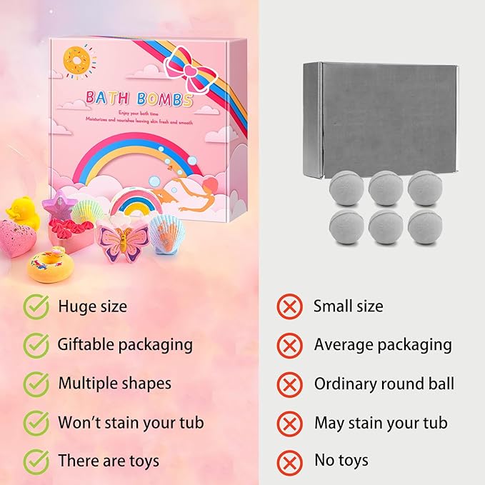 9XXL Bath Bombs Gifts Set, BusyMouth 9pc Kids Bath Bombs with Surprise Toys | Non-Toxic Bubble Bath | Birthday Gift Set for Girls & Boys Ideal Gift for Mother's Day Valentines