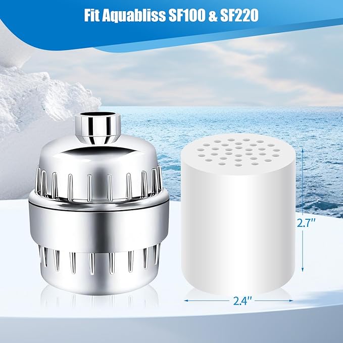 2 Pack 20 Stage Shower Filter Replacement Cartridge, Universally Compatible With Any Similar Design, Water Softener with High Output,home water purification accessories