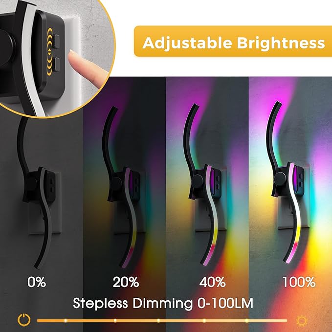 L LOHAS LED Night Light, 2 Pack Night Lights Plug into Wall, Modern Nightlight with Dusk to Dawn Sensor, 3000K & RBG Dimmable Wave Plug in Night Light, for Bedroom Bathroom Hallway