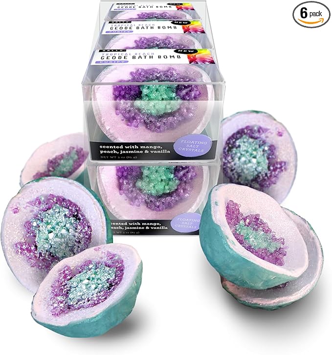 Hallu Tropical Beach Geode Bath Bomb, 85 g Each, Pack of 6