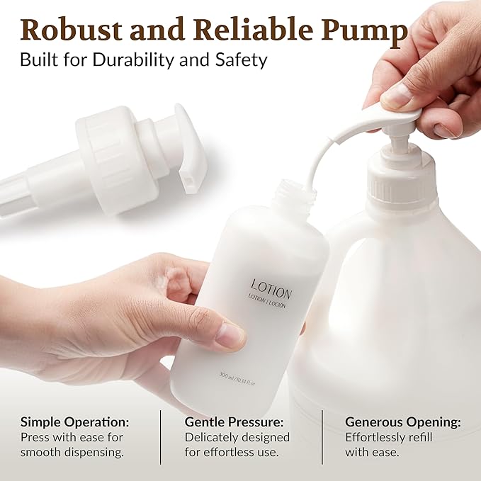 Gallon Shampoo Conditioner and Body Wash Refillable Set with 10.14 oz Matching Pump Bottles 9Pcs Large Capacity Hotel Supplies and Toiletries