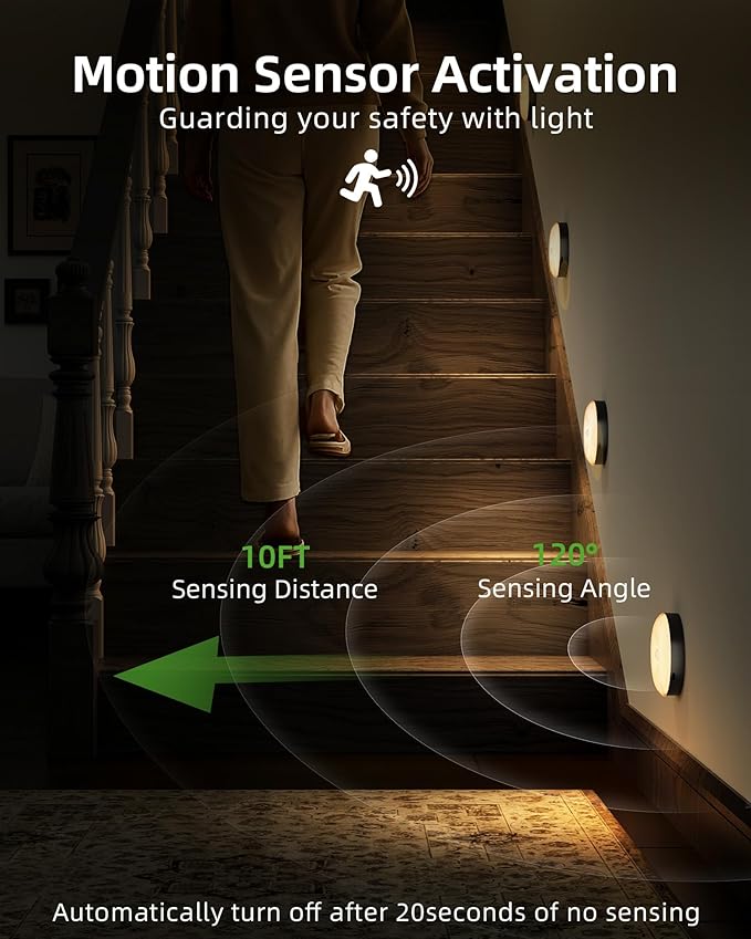 EZVALO Under Cabinet Lighting,1000mAh Rechargeable Puck Lights with Remote,3 Color Temps & 12 RGB Motion Sensor Closet Lights Indoor,Dimmable Under Cabinet Lights for Kitchen,Cabinets,Closet (3 Packs)