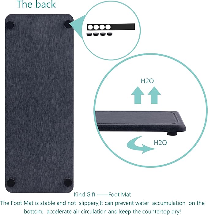 2 Pcs Water Absorbing Stone Trays, Kitchen/Bathroom Sink Soap Dish, Diatomite Tray Used for Hand Soap & Cosmetic Bottles in The Modern Home, 4" W x 10.2" L, Dark Gray