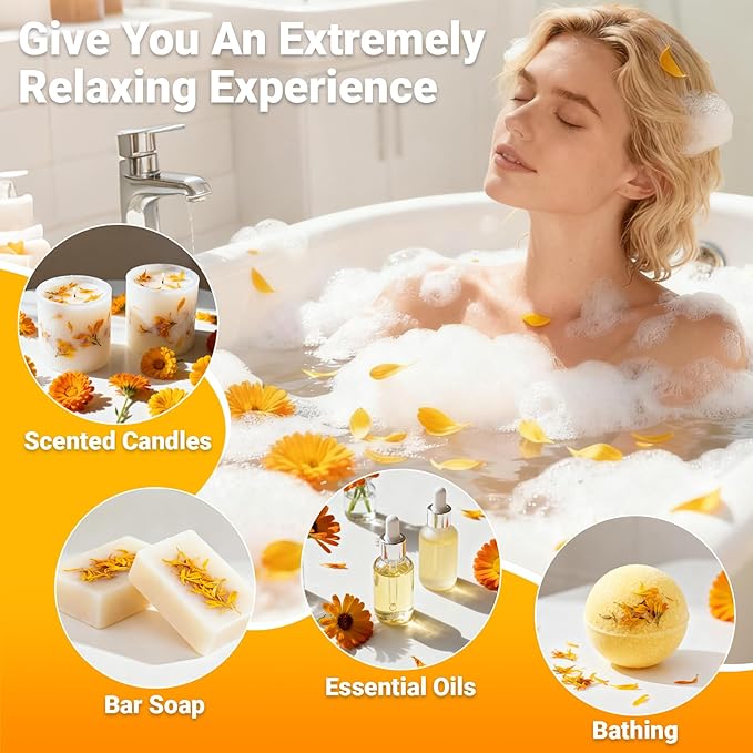 Sukh Dried Calendula Petals - 3 Ounces Natural Calendula Flowers Petal Bulk Herbal Tea, Soap Making, Candle, Bath Bombs, Sachets, Home Decoration