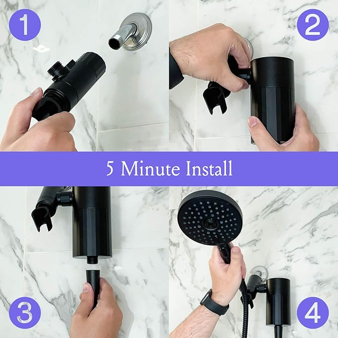 Sproos! - Handheld Showerhead with Filter Set, High Performance Filtration System for Healthier Hair and Skin, Extra Long 70 Inch Hose, 3 Customized Spray Functions, Pink