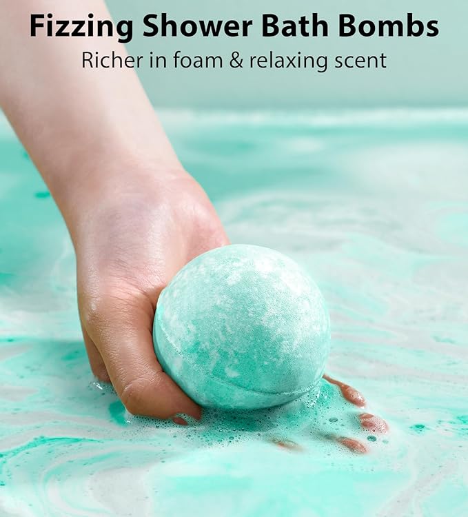 Menthol Fizzing Bath Bomb Eucalyptus Peppermint Epsom Salt Refreshing Bubble Spa with Essential Oil Infused Post Workout Sore Muscles Recovery Gift