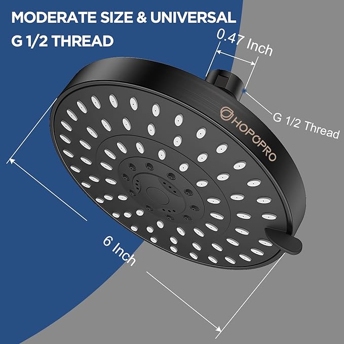 HOPOPRO 5-Mode High Pressure Shower Head - The Washington Post, NBC News, Today TV Show Recommended - High Flow Fixed Showerheads (6 Inch Oil Rubbed Bronze)