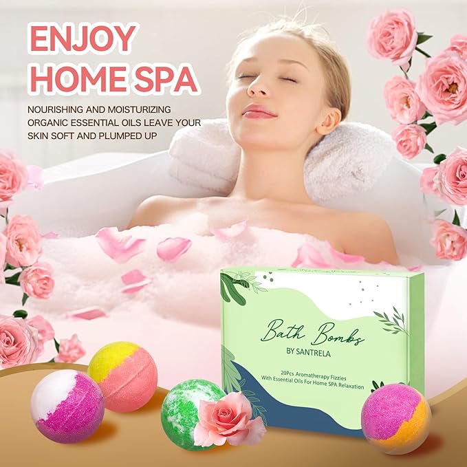 Bath Bombs for Women Gift Set, 20 Organic Bath Bombs with Essential Oil, Handmade SPA Bubble Bath for Relaxing, Gift for Her/Him, Women, Girls, Wife, Mother