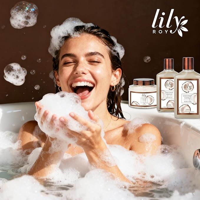 Christmas Gifts for Women - 7 Pcs Coconut Pampering Bath and Body Gift Basket Set for Women, Gift with Shower Gel | Valentine's, Birthday, Mothers Day Gifts for Mom, Perfect Gift for Mom All Occasion