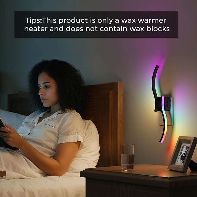 L LOHAS LED Night Light, 2 Pack Night Lights Plug into Wall, Modern Nightlight with Dusk to Dawn Sensor, 3000K & RBG Dimmable Wave Plug in Night Light, for Bedroom Bathroom Hallway