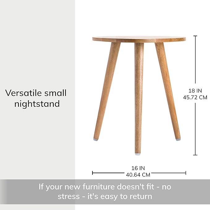 MH London Bond Wooden Triangle End Table - Exclusively Designed Modern Small Side Table. Hand Crafted - Wooden Side Table - Contemporary Design for Small End Tables for Bedroom and Living Room