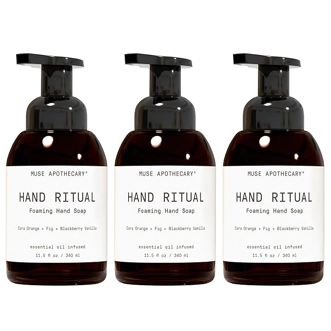 Muse Apothecary Hand Ritual - Aromatic and Nourishing Foaming Hand Soap, Infused with Aromatherapy Essential Oils - USDA Certified Biobased - 11.5 oz, Cara Orange + Fig + Blackberry Vanilla, 3 Pack