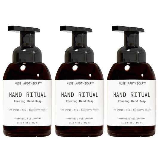 Muse Apothecary Hand Ritual - Aromatic and Nourishing Foaming Hand Soap, Infused with Aromatherapy Essential Oils - USDA Certified Biobased - 11.5 oz, Cara Orange + Fig + Blackberry Vanilla, 3 Pack