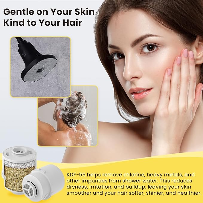 Ryamen Filtered Shower head, Rain Shower Head with Filter, High Pressure Shower Filter Head for Hard Water, 99% REMOVAL for Chlorine, Heavy Metals, Improves Skin & Hair, Matte Black