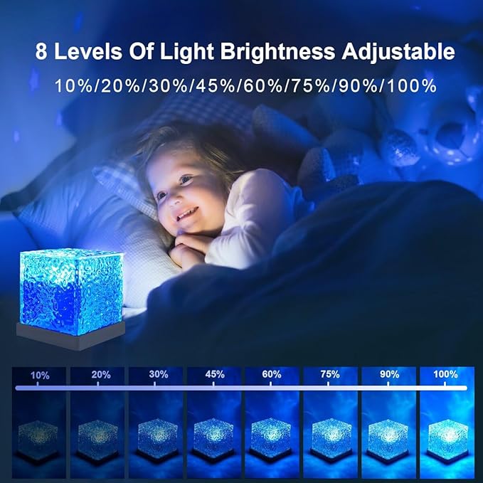 Ocean Wave Projector Light,Northern Lights Aurora Projector Light,16 Colors Gradual Rotating Flame Water Lamp，Cube Night Light with Remote Control for Living Room Bedroom, Decor Hotel, etc
