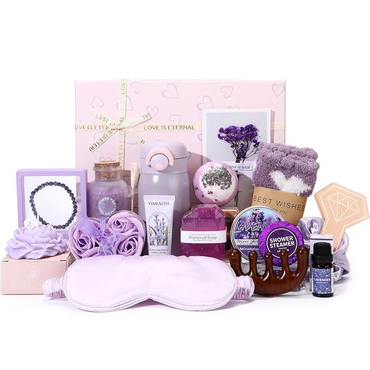 Sea Team 16-Pack Relaxing SPA Gift Set for Women, Shower Kit with Bath Bomb, Bath Salt, Handmade Soap, Cream, Essential oil, Gift Box Included, Lavender