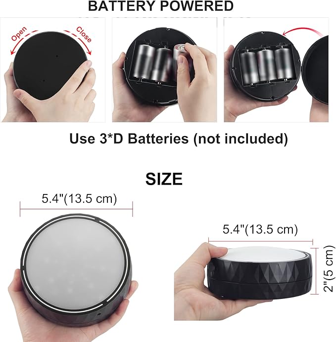 Battery Operated Ceiling Light, Wireless Shower Light with Timer, Color Changing Mood Lighting, Dimmable RGB Night Light for Hallway Pantry Closet Bedroom Bathroom Tub, 5.4"