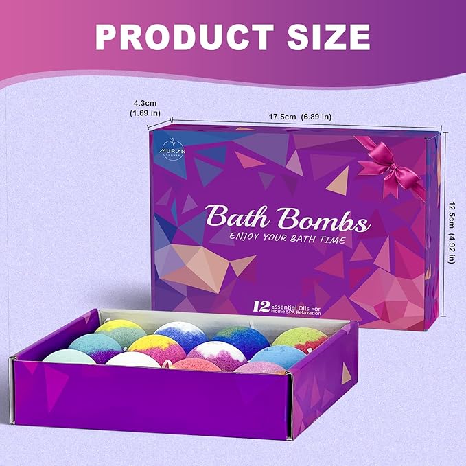 Bath Bombs for Women Gift Set 12 Pack Natural Relaxing Bath Bombs for Her，Aromatherapy Bubble Bath & Fizzy, Handmade Birthday Mothers Day Gifts idea for Wife/Him, Girlfriend,Kids