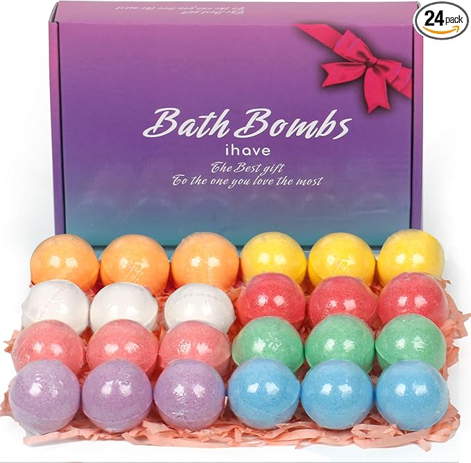 iHave Bath Bombs, 24 Pcs Mini BathBombs Gifts for Women - Perfect Bubble Bath Gift Set for Boys and Girls