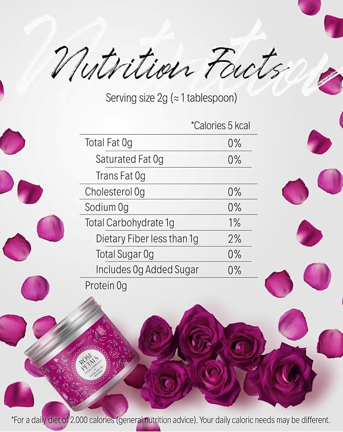 Sweet Spell Dried Rose Petals – Edible Flowers for Drinks, Cocktails, and Cake Decorations – Perfect for Tea, Soap, and Candle Making – 14g (0.5oz)