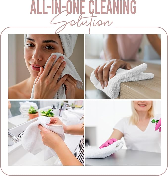 DAN RIVER 24 Pack Wash Cloths for Showering [12x12] - 100% Cotton Washcloths Premium Quality Flannel Face Cloths for Bathroom, Highly Absorbent and Soft Feel Wash Clothes, Dusty Pink