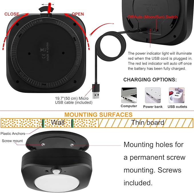 BIGMONAT Motion Sensor Shower Light Rechargeable, Wireless Ceiling Light with Remote, Dimmable RGB Light for Closet Bathroom Hallway Cabinet Bedroom Laundry Dorm, 220LM